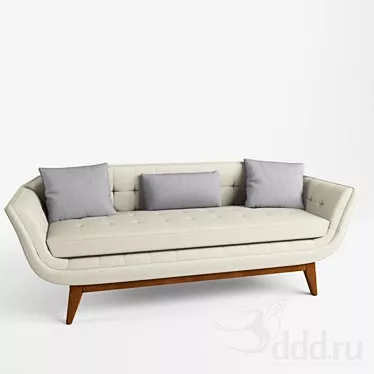Retro Tufted Bench Seat Sofa 3D model image 1 
