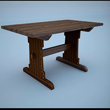 Elegant Oak Wood Desk 3D model image 1 