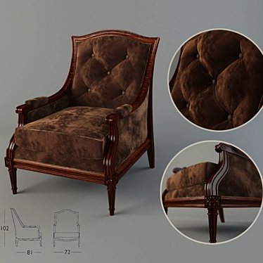 Brown Velour Classic Chair 3D model image 1 