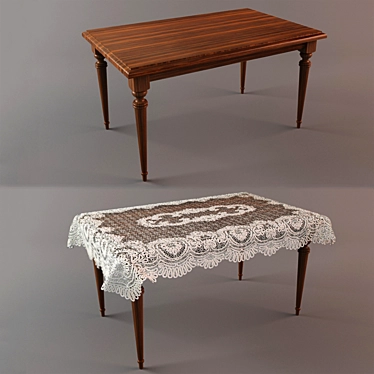 Elegant Desk with Lace Cover 3D model image 1 