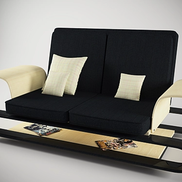 Designer Sleigh Sofa: Sleek & Stylish 3D model image 1 