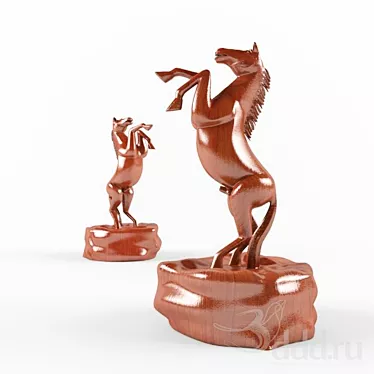 Wooden Horse Sculpture 3D model image 1 