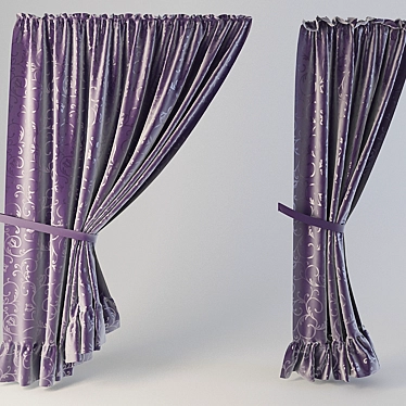 Modern Design Curtains (Set of 5) 3D model image 1 