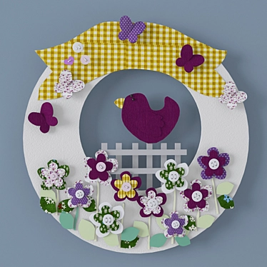 Fabric and Felt Hen Craft: Adorable Decoration for Kids Room 3D model image 1 