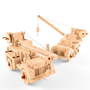 Wooden Lifting Crane (2 Models) 3D model image 1 