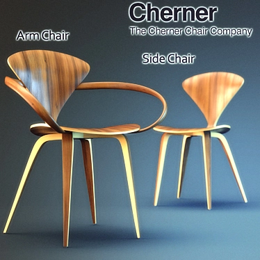 Cherner Arm & Side Chair Set 3D model image 1 