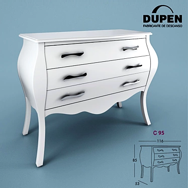 Elegant Dupen S95 4-Drawer Dresser 3D model image 1 