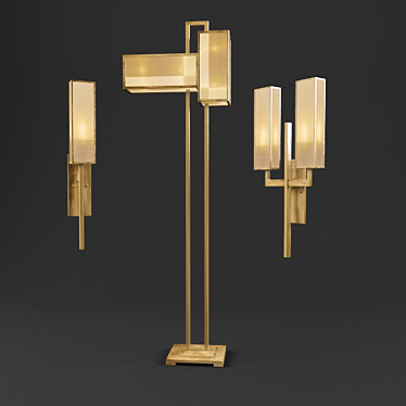 Elegant Perspective Floor Lamp & Sconces 3D model image 1 