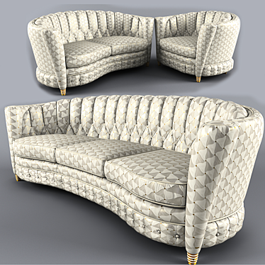 Luxury Italian Upholstered Sofa Set 3D model image 1 