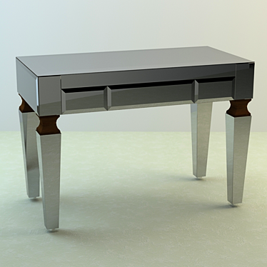 Reflective Wood Table with Drawers 3D model image 1 