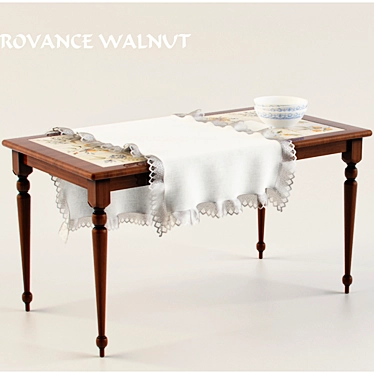 Elegant Provance Walnut Dining Set 3D model image 1 