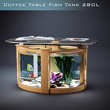 Aquarium Coffee Table: Oval Beech Fish Tank 3D model image 1 