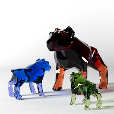 Elegant Murano Glass Dog Figurine 3D model image 1 