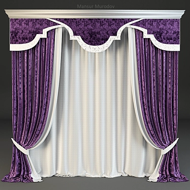 Elegant Window Drapes 3D model image 1 