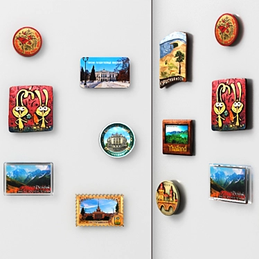 Travel-themed Geometric Magnets 3D model image 1 