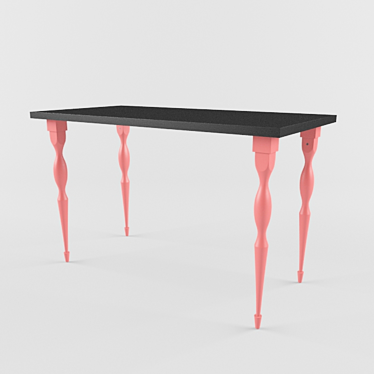 Sleek Black-Brown and Red IKEA Table 3D model image 1 