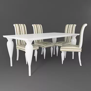 Elegant Rectangular Dining Table, Various Finishes 3D model image 1 