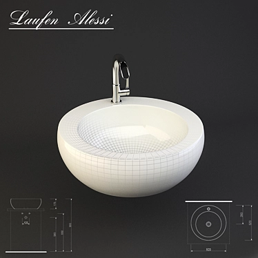 Laufen Alessi One 104: White Ceramic Inset Bathroom Sink 3D model image 1 