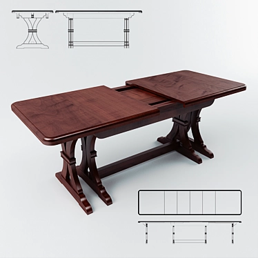 Expandable Dining Table 3520x845 3D model image 1 