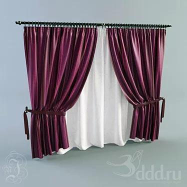 SimpliCurt: Stylish Window Drapes 3D model image 1 