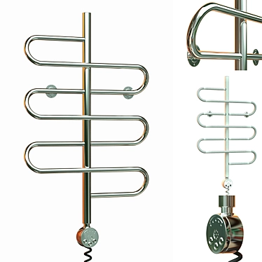 Sleek Stainless Electric Towel Rail 3D model image 1 