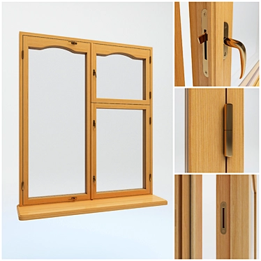 Custom Handcrafted Wooden Window 3D model image 1 