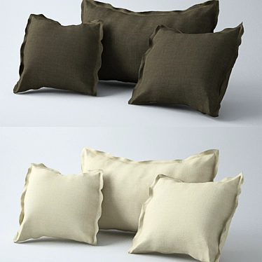 Cotton Blend Pillows - Dark and Light 3D model image 1 