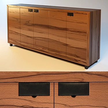 Cabinet with leather handles