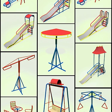 Kids Playset: Swings, Slides & More 3D model image 1 