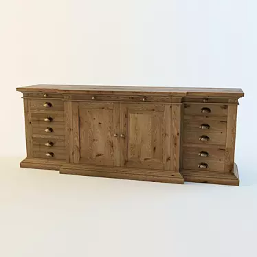 Rustic Oak Media Unit 3D model image 1 