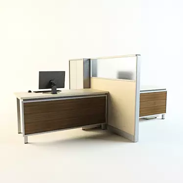 Masachi Office Table with Partition 3D model image 1 