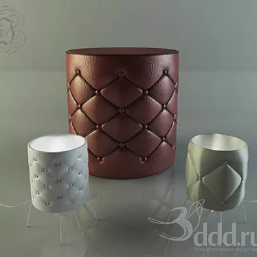 Luxury Leather Pouffe & Table Lamp 3D model image 1 