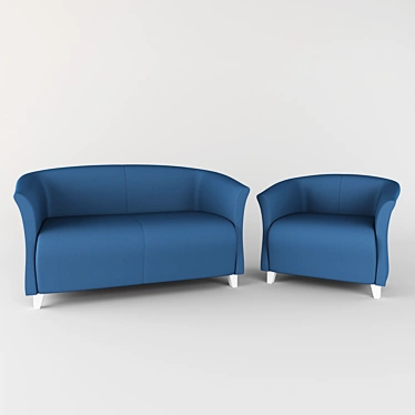 Elegant Italian Sofa & Chair 3D model image 1 