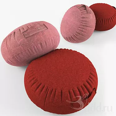 Elegant Velvet Ottoman 3D model image 1 