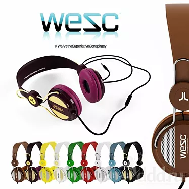 Wesc Oboe: High Detail Headphones with Vibrant Colors 3D model image 1 