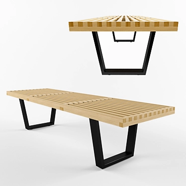 Platform Bench - 3D Model with Materials and Textures Included 3D model image 1 