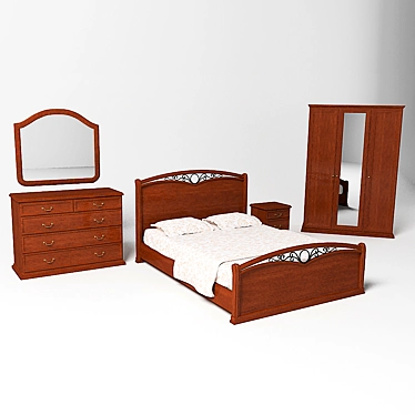 Elegant Italian Bedroom Set 3D model image 1 