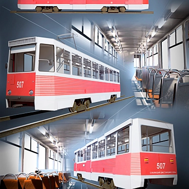 Passenger Tram Model 71-605 3D model image 1 