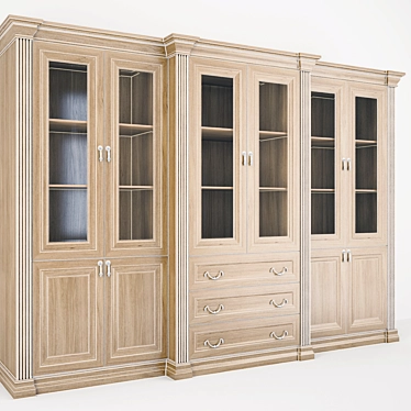 Classic Textured Handleless Wardrobe 3D model image 1 