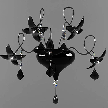 SINFONIA Wall Sconce: Elegant Chrome and Black Glass 3D model image 1 