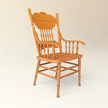 Classic Carved Wooden Chair 3D model image 1 