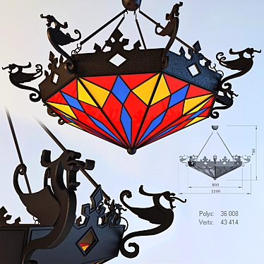 Dragonfire: Handcrafted Wrought Iron Chandelier 3D model image 1 