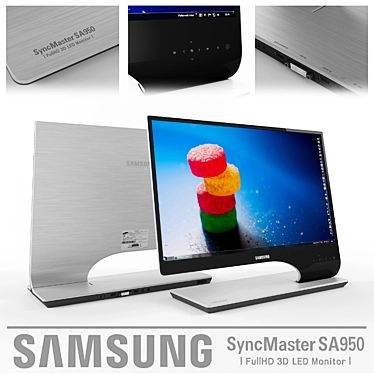 SAMSUNG SA950 27" 4K Curved Monitor 3D model image 1 