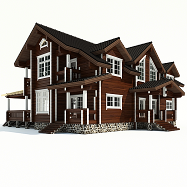 Title: Timber Mansion: Contemporary Elegance 3D model image 1 