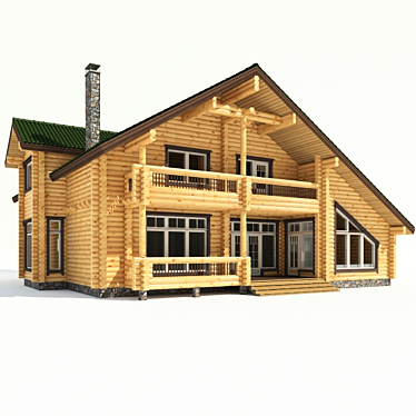 Rustic Log Cabin Retreat 3D model image 1 