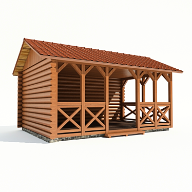 Rustic Lumber Gazebo 3D model image 1 