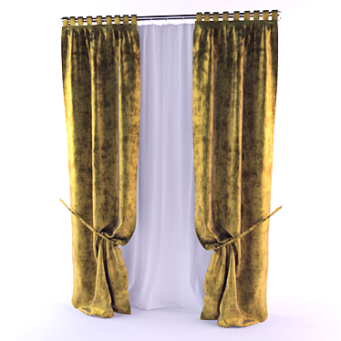 Elegant Window Drapes 3D model image 1 