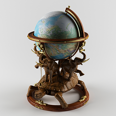 Classic Wooden Globe 3D model image 1 