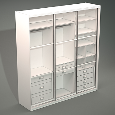 Sleek Sliding Wardrobe 3D model image 1 