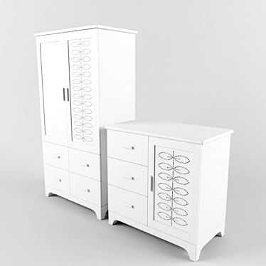 Cosatto Furniture Set: Wardrobe & Chest of Drawers 3D model image 1 